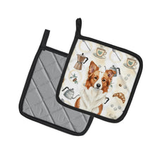 Load image into Gallery viewer, Red and White Border Collie Coffee Bar Pair of Pot Holders