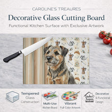 Load image into Gallery viewer, Grizzle and Tan Border Terrier Coffee Bar Glass Cutting Board