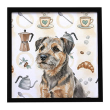 Load image into Gallery viewer, Grizzle and Tan Border Terrier Coffee Bar Framed Metal Print