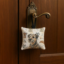 Load image into Gallery viewer, Grizzle and Tan Border Terrier Coffee Bar Hanging Square Fabric Ornament 3.5 × 3.5