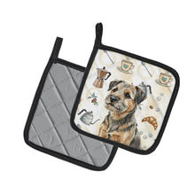 Load image into Gallery viewer, Grizzle and Tan Border Terrier Coffee Bar Pair of Pot Holders