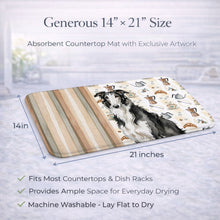 Load image into Gallery viewer, Black and White Borzoi Coffee Bar Dish Drying Mat