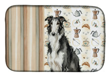Load image into Gallery viewer, Black and White Borzoi Coffee Bar Dish Drying Mat