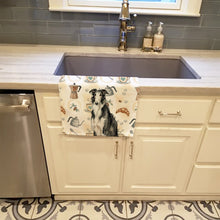 Load image into Gallery viewer, Black and White Borzoi Coffee Bar Kitchen Towel