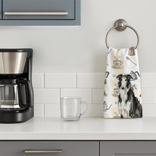 Load image into Gallery viewer, Black and White Borzoi Coffee Bar Kitchen Towel