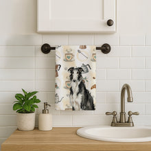 Load image into Gallery viewer, Black and White Borzoi Coffee Bar Kitchen Towel