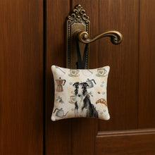 Load image into Gallery viewer, Black and White Borzoi Coffee Bar Hanging Square Fabric Ornament 3.5 × 3.5