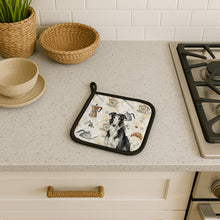 Load image into Gallery viewer, Black and White Borzoi Coffee Bar Pair of Pot Holders