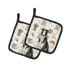Load image into Gallery viewer, Black and White Borzoi Coffee Bar Pair of Pot Holders