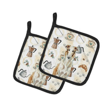 Load image into Gallery viewer, Borzoi Coffee Bar Pair of Pot Holders