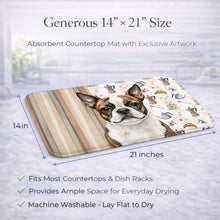 Load image into Gallery viewer, Brindle Boston Terrier Coffee Bar Dish Drying Mat