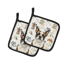 Load image into Gallery viewer, Brindle Boston Terrier Coffee Bar Pair of Pot Holders