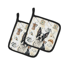 Load image into Gallery viewer, Boston Terrier Coffee Bar Pair of Pot Holders