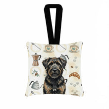 Load image into Gallery viewer, Brindle Bouvier des Flandres Coffee Bar Hanging Square Fabric Ornament 3.5 × 3.5
