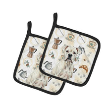 Load image into Gallery viewer, White Boxer Coffee Bar Pair of Pot Holders