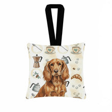Load image into Gallery viewer, Boykin Spaniel Coffee Bar Hanging Square Fabric Ornament 3.5 × 3.5