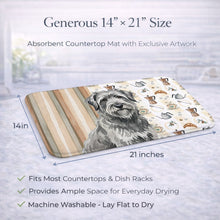 Load image into Gallery viewer, Gray Briard Coffee Bar Dish Drying Mat