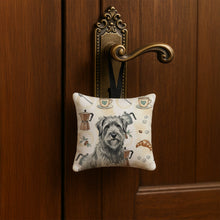 Load image into Gallery viewer, Gray Briard Coffee Bar Hanging Square Fabric Ornament 3.5 × 3.5