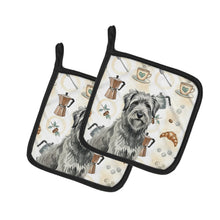 Load image into Gallery viewer, Gray Briard Coffee Bar Pair of Pot Holders