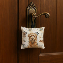 Load image into Gallery viewer, Tawny Briard Coffee Bar Hanging Square Fabric Ornament 3.5 × 3.5