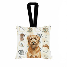 Load image into Gallery viewer, Tawny Briard Coffee Bar Hanging Square Fabric Ornament 3.5 × 3.5