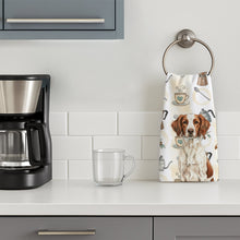 Load image into Gallery viewer, Liver and White Brittany Coffee Bar Kitchen Towel