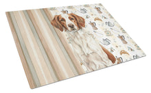 Load image into Gallery viewer, Liver and White Brittany Coffee Bar Glass Cutting Board