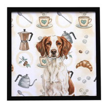 Load image into Gallery viewer, Liver and White Brittany Coffee Bar Framed Metal Print