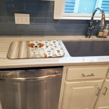 Load image into Gallery viewer, Orange and White Brittany Coffee Bar Dish Drying Mat