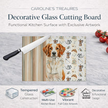 Load image into Gallery viewer, Orange and White Brittany Coffee Bar Glass Cutting Board