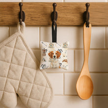 Load image into Gallery viewer, Orange and White Brittany Coffee Bar Hanging Square Fabric Ornament 3.5 × 3.5