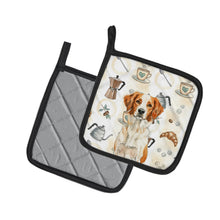 Load image into Gallery viewer, Orange and White Brittany Coffee Bar Pair of Pot Holders