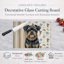 Load image into Gallery viewer, Black and Tan Brussels Griffon Coffee Bar Glass Cutting Board