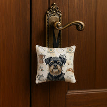 Load image into Gallery viewer, Black and Tan Brussels Griffon Coffee Bar Hanging Square Fabric Ornament 3.5 × 3.5