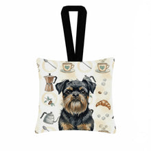 Load image into Gallery viewer, Black and Tan Brussels Griffon Coffee Bar Hanging Square Fabric Ornament 3.5 × 3.5