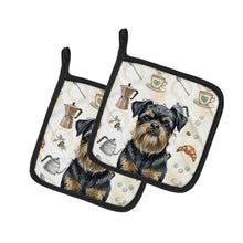 Load image into Gallery viewer, Black and Tan Brussels Griffon Coffee Bar Pair of Pot Holders
