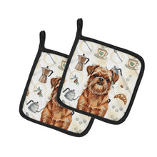 Load image into Gallery viewer, Red Brussels Griffon Coffee Bar Pair of Pot Holders