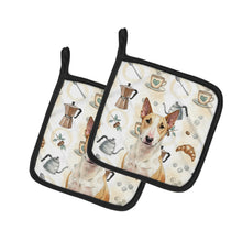 Load image into Gallery viewer, Fawn and White Bull Terrier Coffee Bar Pair of Pot Holders