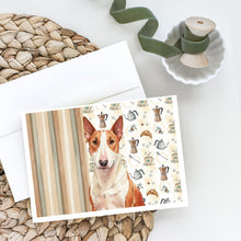 Load image into Gallery viewer, Red and White Bull Terrier Coffee Bar Greeting Cards Pack of 8
