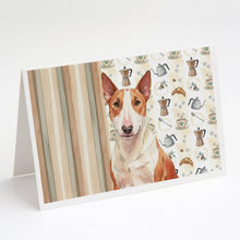Load image into Gallery viewer, Red and White Bull Terrier Coffee Bar Greeting Cards Pack of 8