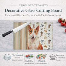 Load image into Gallery viewer, Red and White Bull Terrier Coffee Bar Glass Cutting Board