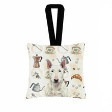Load image into Gallery viewer, White Bull Terrier Coffee Bar Hanging Square Fabric Ornament 3.5 × 3.5