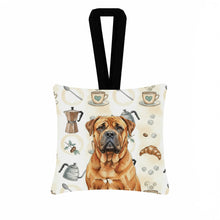 Load image into Gallery viewer, Red Bullmastiff Coffee Bar Hanging Square Fabric Ornament 3.5 × 3.5
