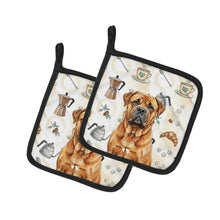Load image into Gallery viewer, Red Bullmastiff Coffee Bar Pair of Pot Holders