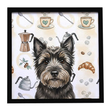 Load image into Gallery viewer, Black Cairn Terrier Coffee Bar Framed Metal Print