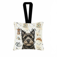 Load image into Gallery viewer, Black Cairn Terrier Coffee Bar Hanging Square Fabric Ornament 3.5 × 3.5