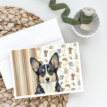 Load image into Gallery viewer, Black and White Cardigan Welsh Corgi Coffee Bar Greeting Cards Pack of 8