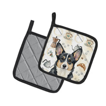 Load image into Gallery viewer, Black and White Cardigan Welsh Corgi Coffee Bar Pair of Pot Holders