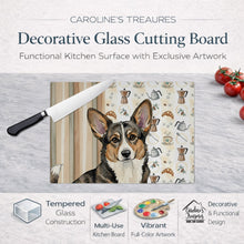 Load image into Gallery viewer, Brindle Cardigan Welsh Corgi Coffee Bar Glass Cutting Board