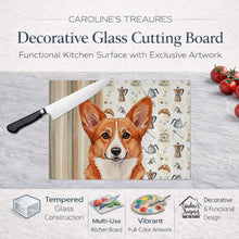 Load image into Gallery viewer, Red Cardigan Welsh Corgi Coffee Bar Glass Cutting Board